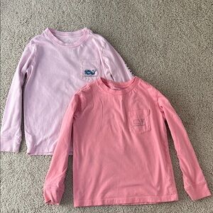 Vineyard Vines Bundle Girls Long Sleeve Pink Shirts, 5